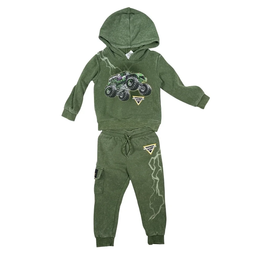 Monster Jam Grave Digger Kids 2T Hoodie and Joggers Set Green FL2543303MJ